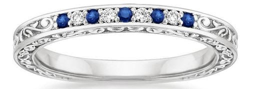 Diamond and Sapphire Ring in White Gold